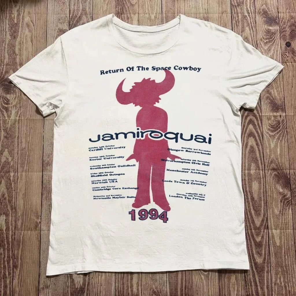 

90s Rock Band Punk Top Vintage Jamiroquai Band Graphic REPRINT Tshirt Y2k Print Cotton T Shirts Casual Loose Streetwear Unisex S