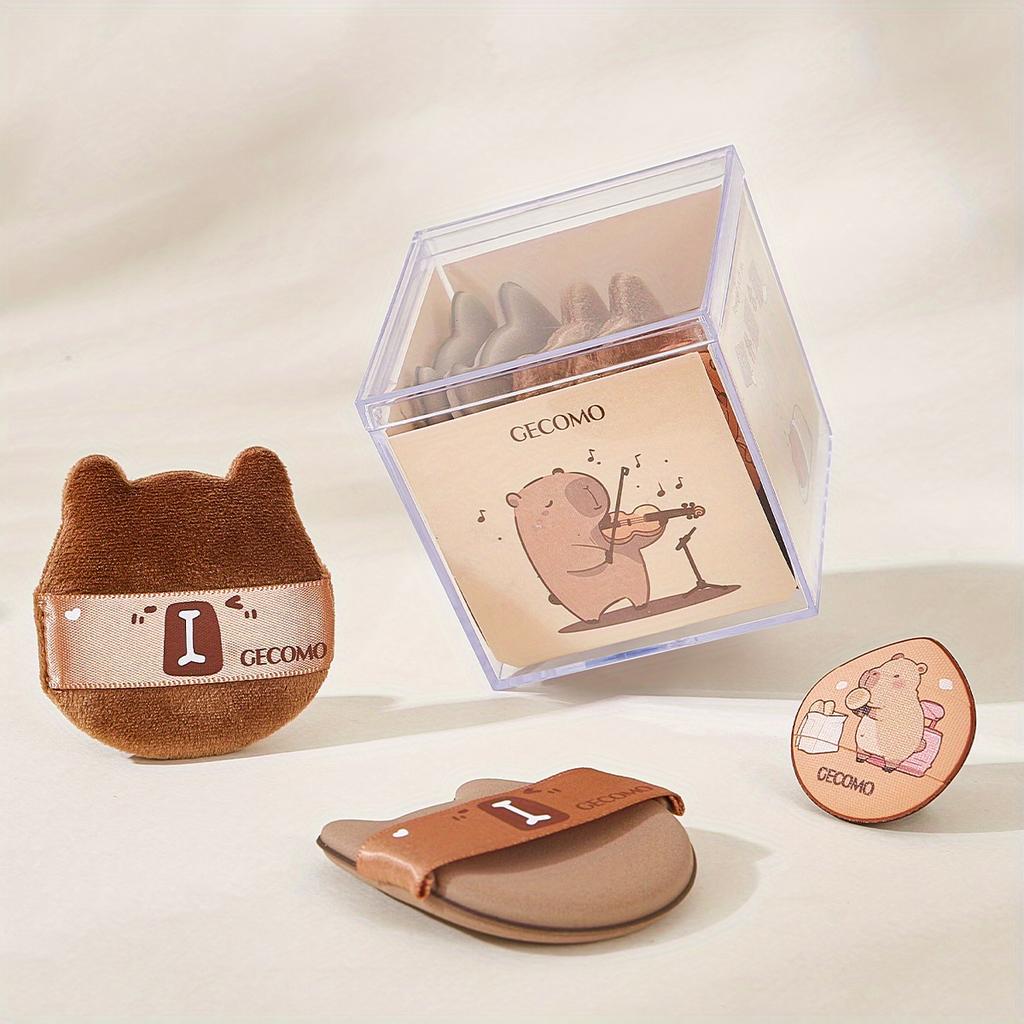 5/6PCS Capybara Powder Puff Set Box Wet And Dry Use Mini Fingertip Powder Puff Soft Skin-friendly Flocking Air Cushion
