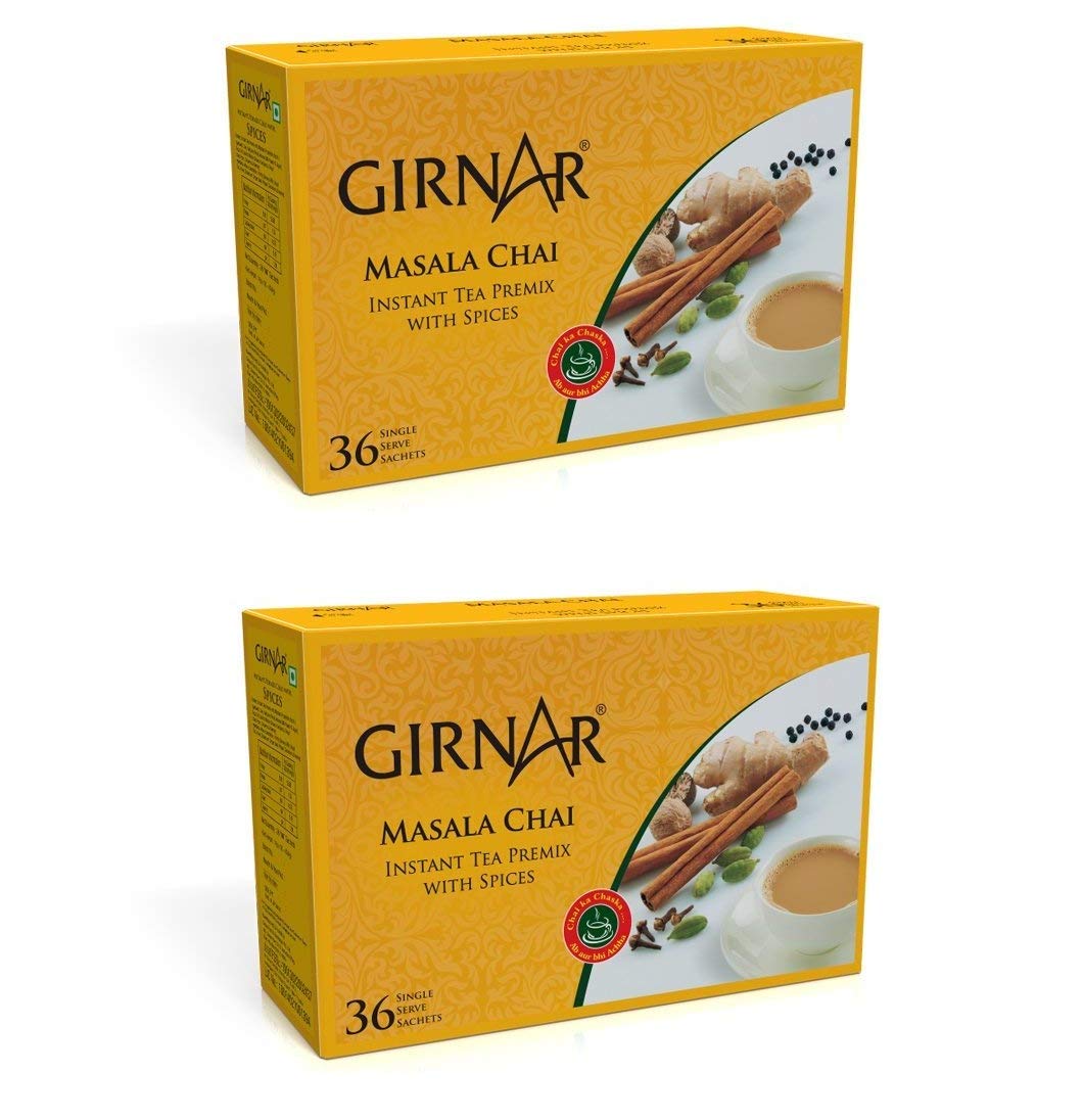 Girnar Instant Chai Tea Premix Masala 36 Sachets X Pack Of 2 300g Authentic Spiced Beverage