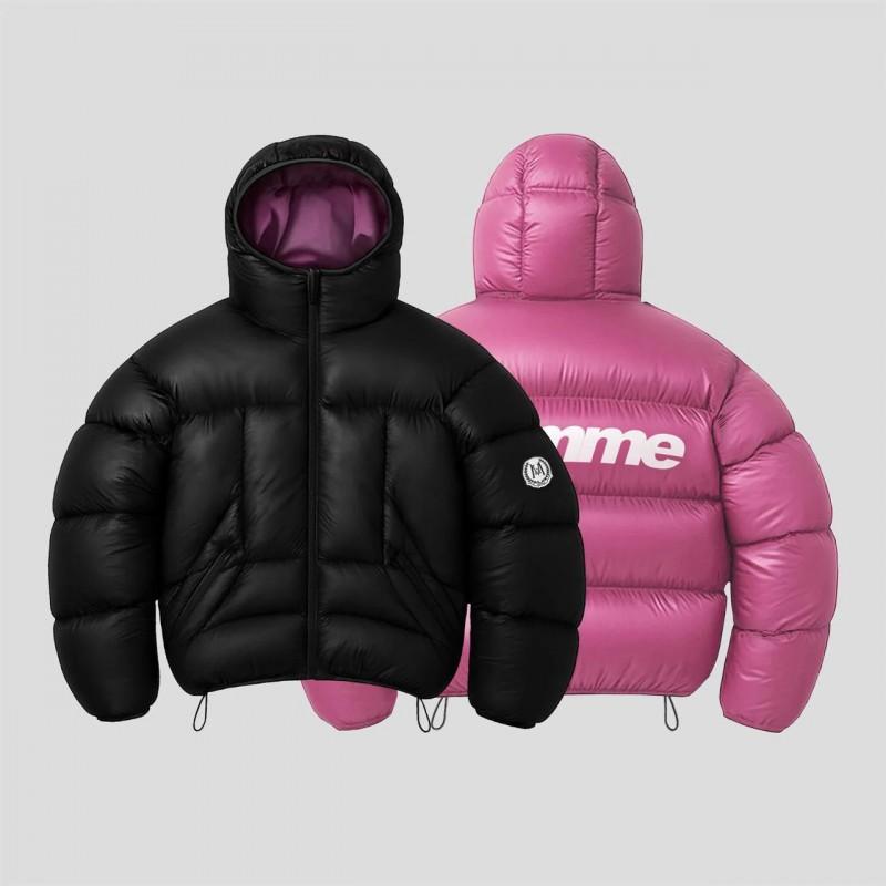 Winter Couple Streetwear Hooded Reversible Print Jacket Loose Fit Teens