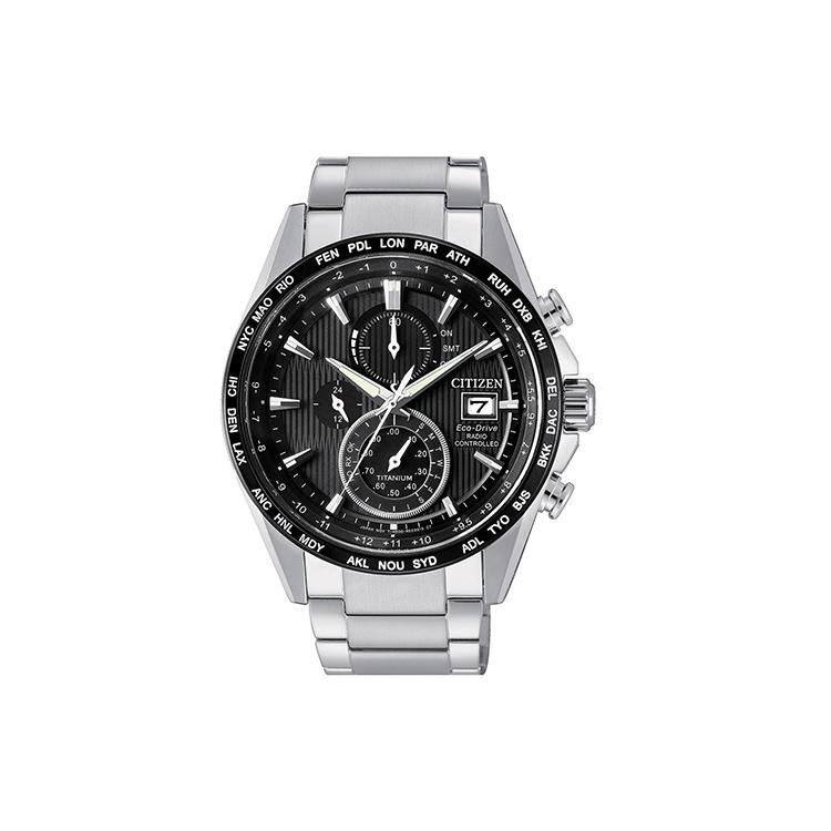 

CITIZEN Ecology Drive Collection Light Powered Quartz Movement Stainless Steel Strap Watch AT8154-82E Silver Black Strap
