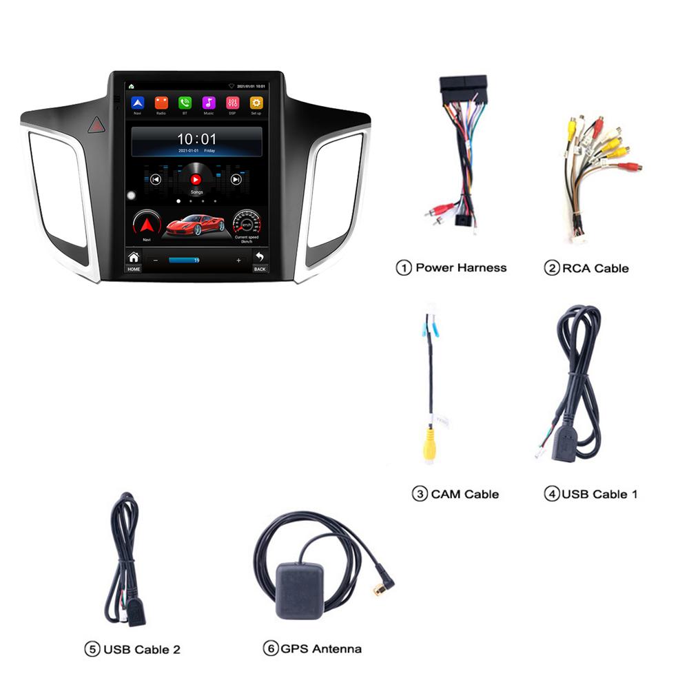 icreative Autoradio Android per Hyundai Creta IX25 2015-2018 2 Din Lettore multimediale Navigazione GPS Carplay Stereo 2Din auto