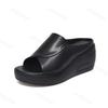 Fashion 2025 New Women Sandals Women Slippers Black Wedge Platform Open Toe Women Orthopedics Thick Bottom Beach High Heels Slides