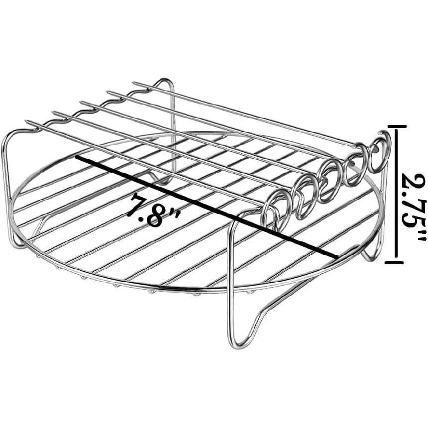

Решетка для аэрофритюрницы XL Набор аксессуаров для аэрофритюрницы из 2 штук, Двухъярусная решетка с шампуром, Штабелируемый металлический держатель