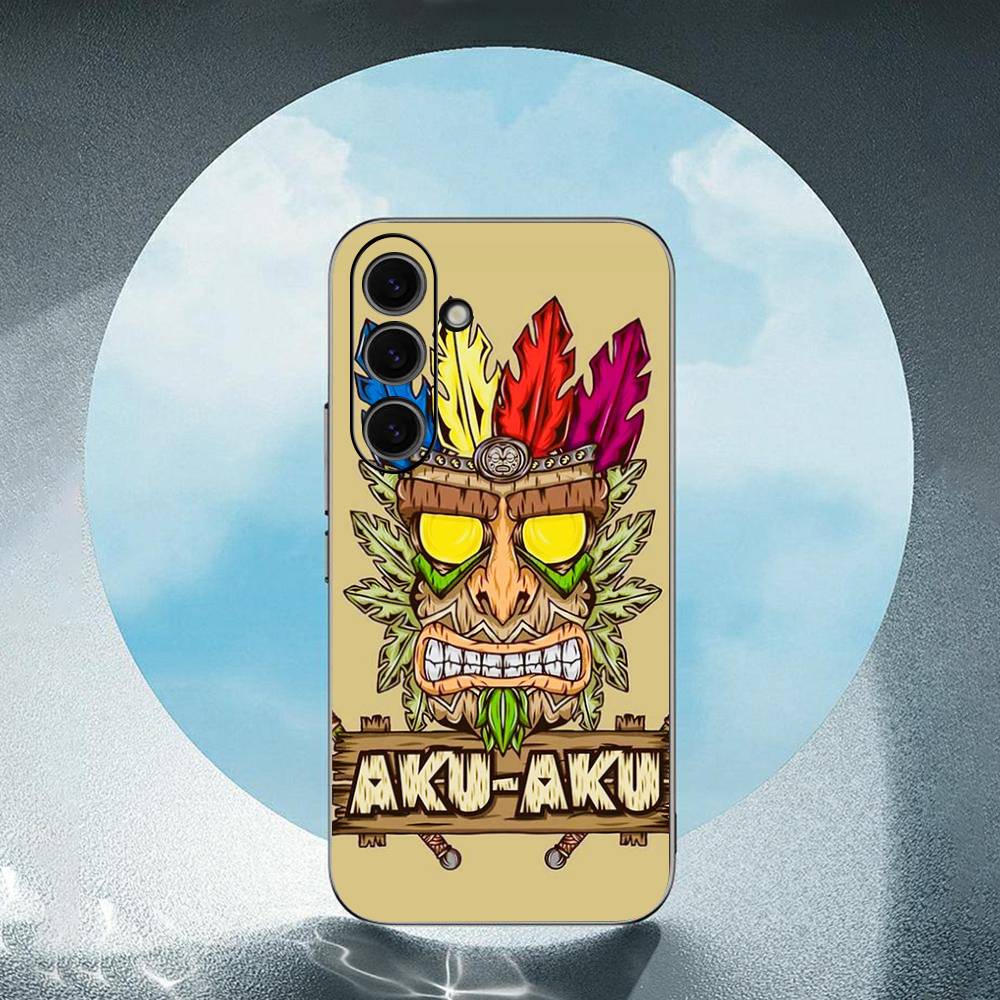Aku Aku Crash For Samsung Galaxy S25 S24 S23 Ultra S22 S21 Plus S20 Black Soft Silicone Protective Case