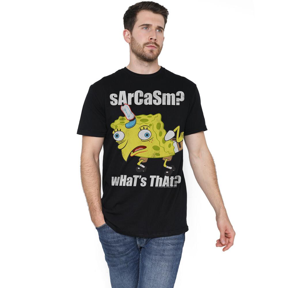 Spongebob SarcaSmall Meme T-Shirt S-2XL Black S