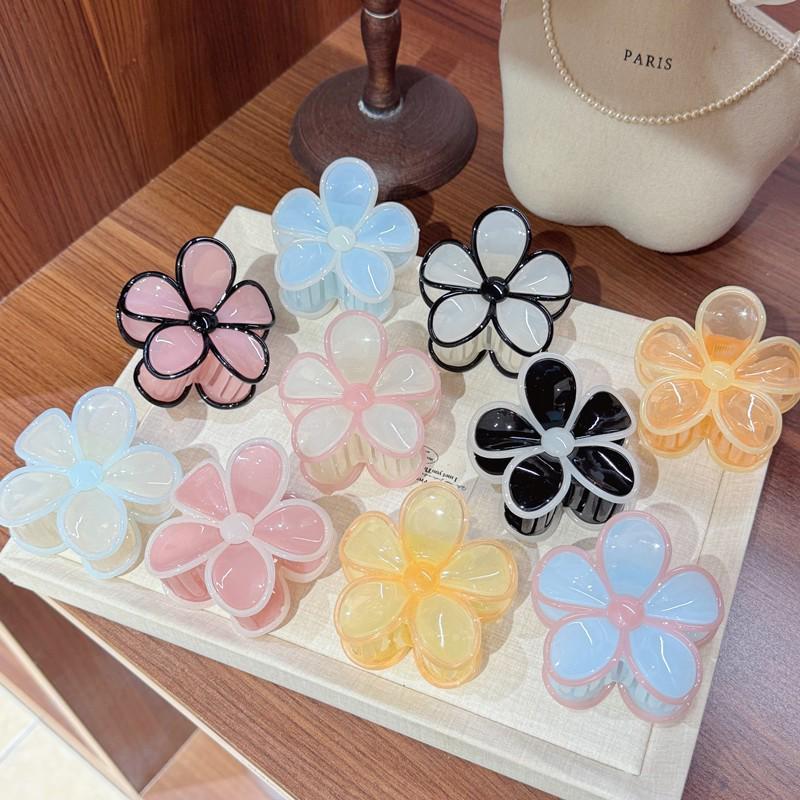 European Jelly Color Flower Claw Clip - Summer Beach Hair Accessory