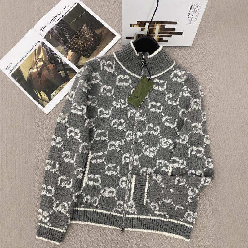 Cardigan de lână tricotat pentru femei Nanyou G cu broderie și imprimeu Double G