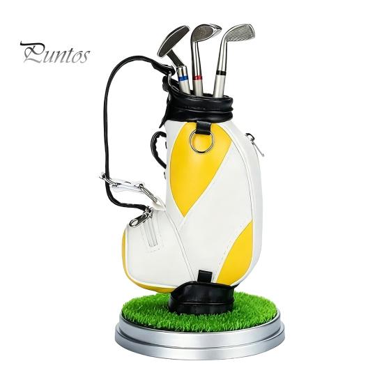 Boss Desk Organizer Golf Pen Holder Set, Mini Bag with 3 Putter Club Pens, Novelty Office Decor for Men, Business Gift Themed