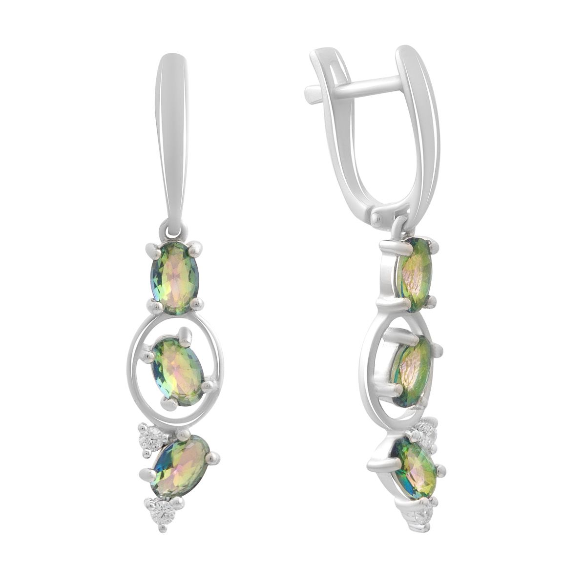 

Серебряные серьги с мистик топазом 2.11ct (2191339) різнокольорові кольору