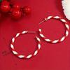 Red White Candy Cane Striped Enamel Twisted Large Hoops, Statement Jewelry for Christmas, Parties & Year-Round Wear