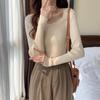 Apricot Women's Square Neck Knitwear: Slimming Long Sleeve Autumn 2025 Base Shirt/Sweater, Small Size.