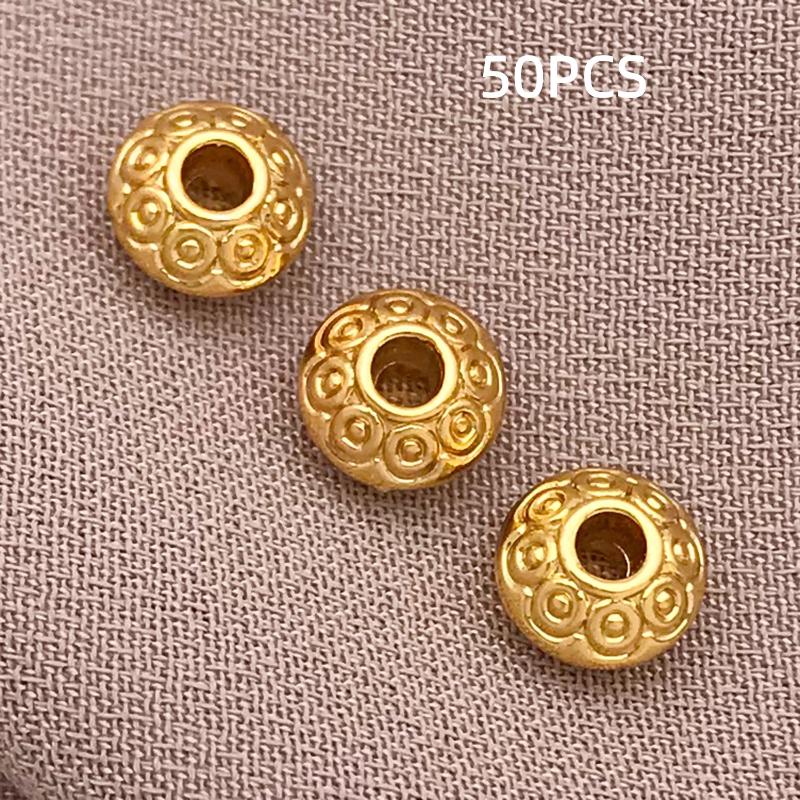 10-100Pcs Stainless Steel Gold Spacer Beads For Bracelet Jewelry Making Diy Flat Round Loose Beads Handmade Jewelry Supplies Cra