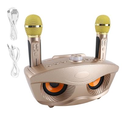 Głośnik Bluetooth Domowe KTV Karaoke Głośnik Bluetooth z Dwoma Mikrofonami (Złoto)