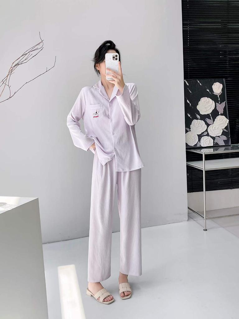 1011 new spring and autumn new pajamas women's cloud cotton summer long-sleeved trousers set loose loungewear