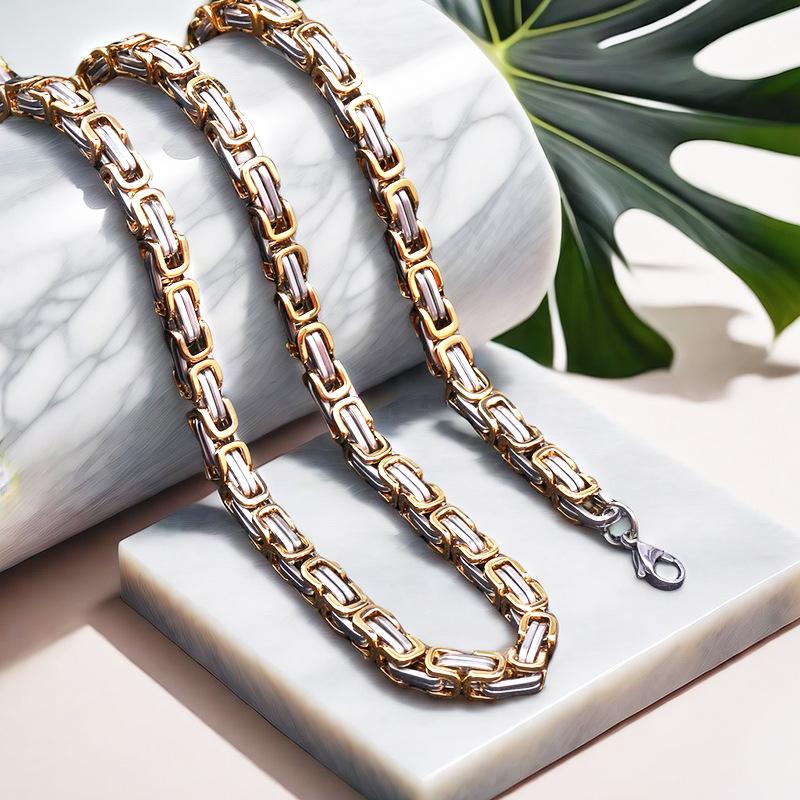 European & American Hip Hop Titanium Steel Gold-Plated Emperor Chain Necklace