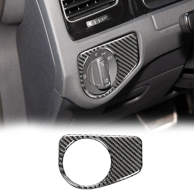 For Volkswagen Golf 7 Gti Mk7 2013-2019 Carbon Fiber Auto Headlight Switch Decoration Frame Cover Trim Sticker Car Accessories