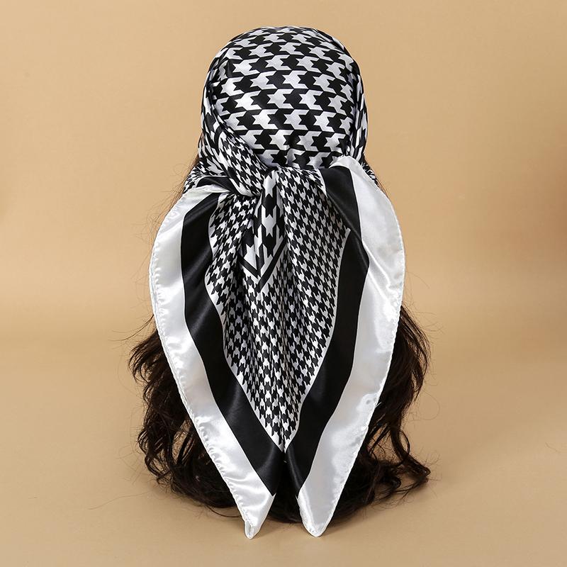 90x90CM Square Scarf New Luxury Design Popular Silk Style The Four Seasons Scarves Women Sunscreen Beach Kerchief Hijab