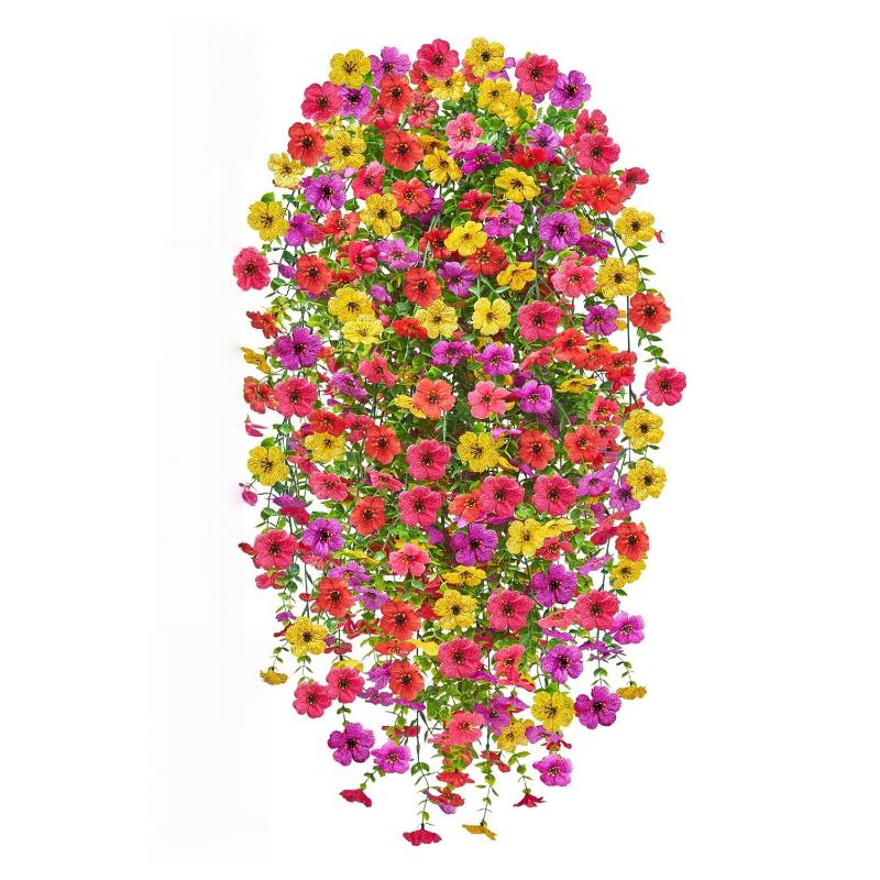 2Pcs Plastic Eucalyptus Fake Plant Decor Daisy Artificial Flowers Hanging Vines For Wedding Arch Home Garden Wall Decoration