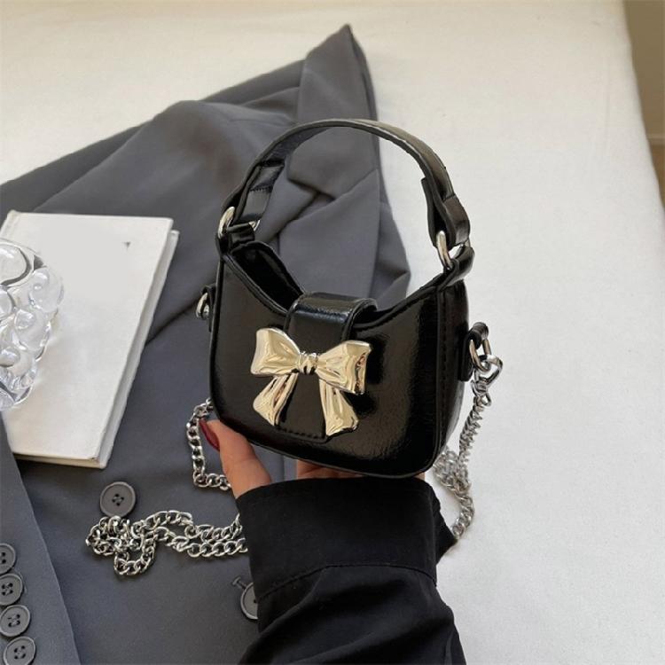 Chain Strap Messenger Bag for Women Bows Shoulder Bag PU Leather Crossbody Bag