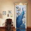 Imitation 3D Peacock Three-dimensional Door Sticker Home Decoration Stickers,PVC Waterproof Self-adhesive for Living Room Bedroom