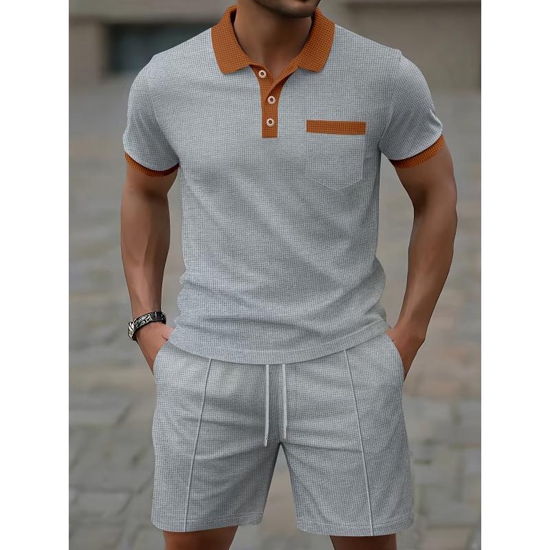 Herren Sommer Kurzarm Poloshirt & Freizeit Sportbekleidung Set - Atmungsaktiv, Bequem, Vielseitig, Lockere Passform