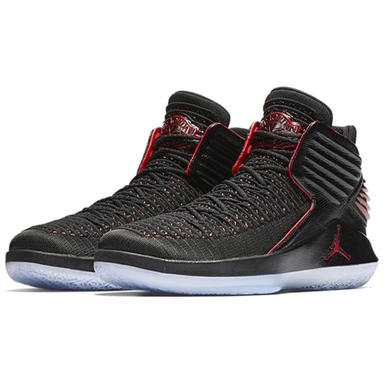 Jordan Air Jordan 32 Bred MJ Day Cushioning Slip Resistant Balance Mid top Basketball Shoes Men's Black Red AH3348-001