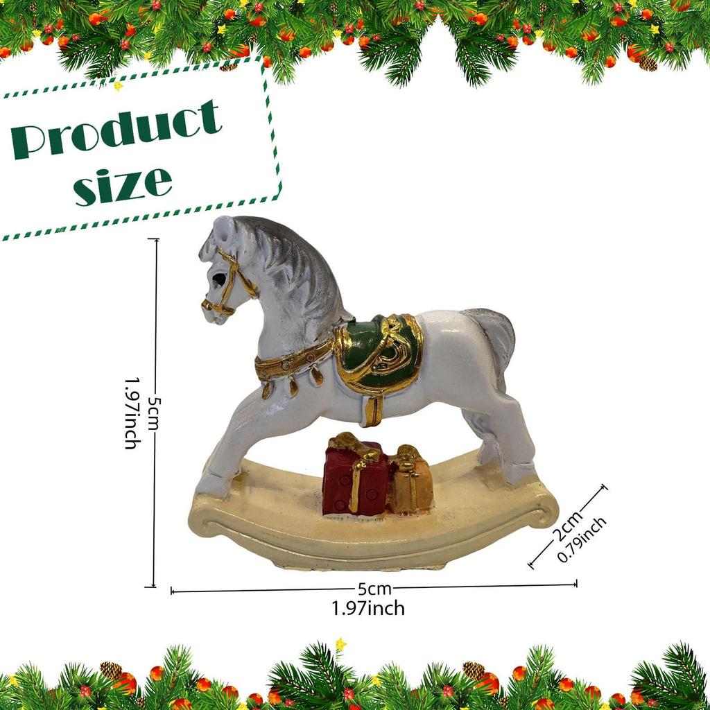 Small Christmas Rocking Horse Decor Animal Statue Collectible Sculpture for Anniversary Bedroom
