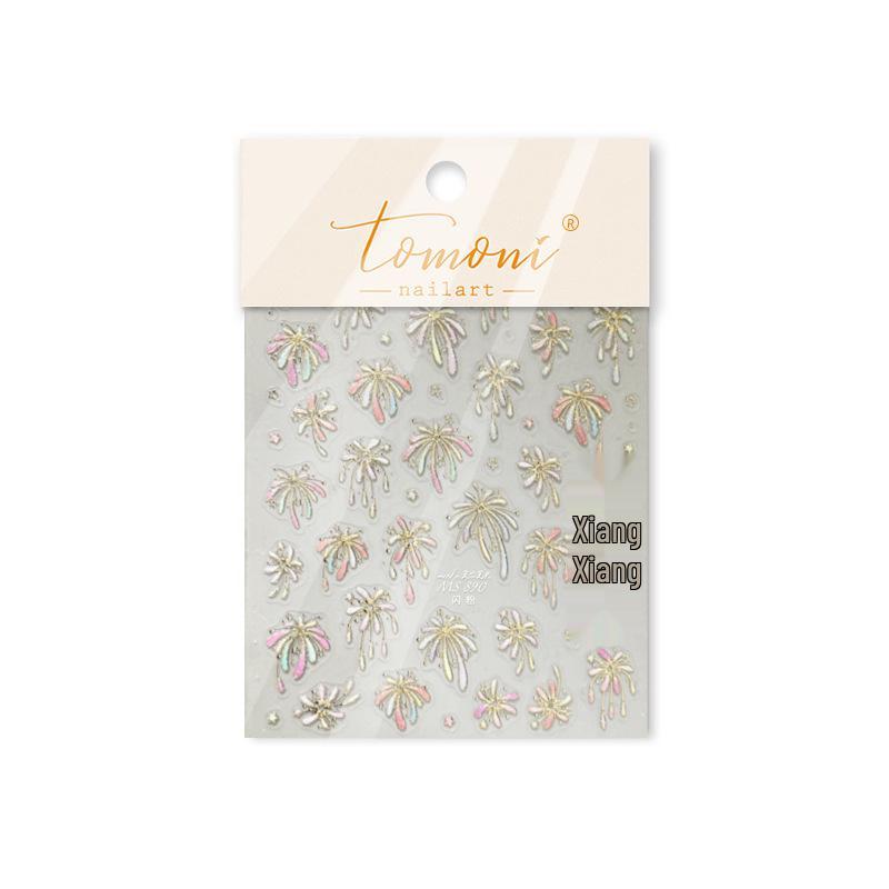 Tomoni & Moshil Gilded Chinese-Style Nail Art Stickers: Dreamy Pearl Fireworks Ornaments