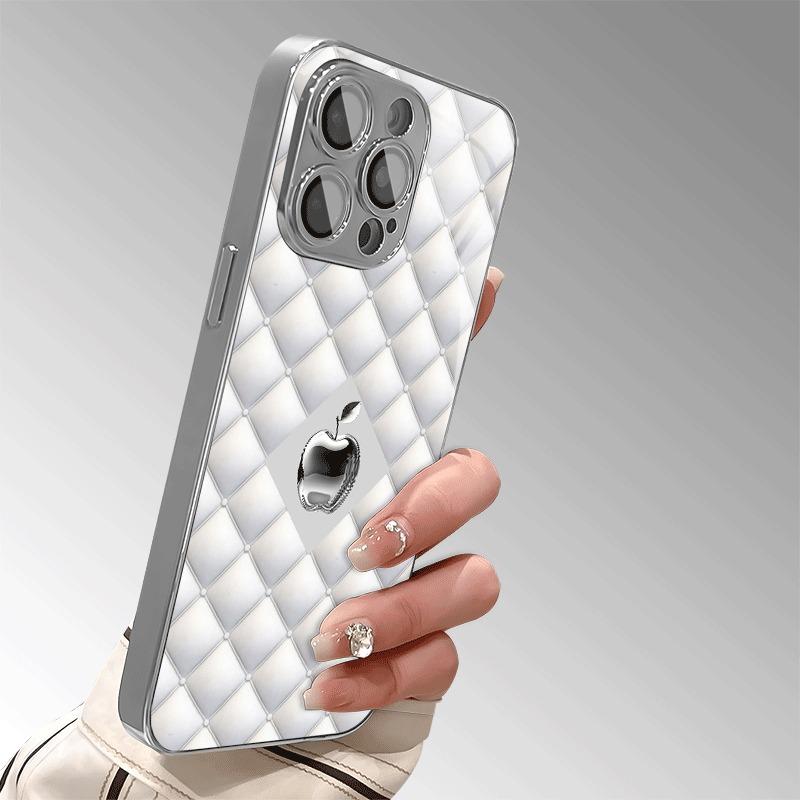 Witte Textuur Achtergrond Voor Apple Gehard Glas Gegalvaniseerd Telefoonhoesje Voor Samsung Galaxy S25 S24 S23 Ultra Plus FE Cover
