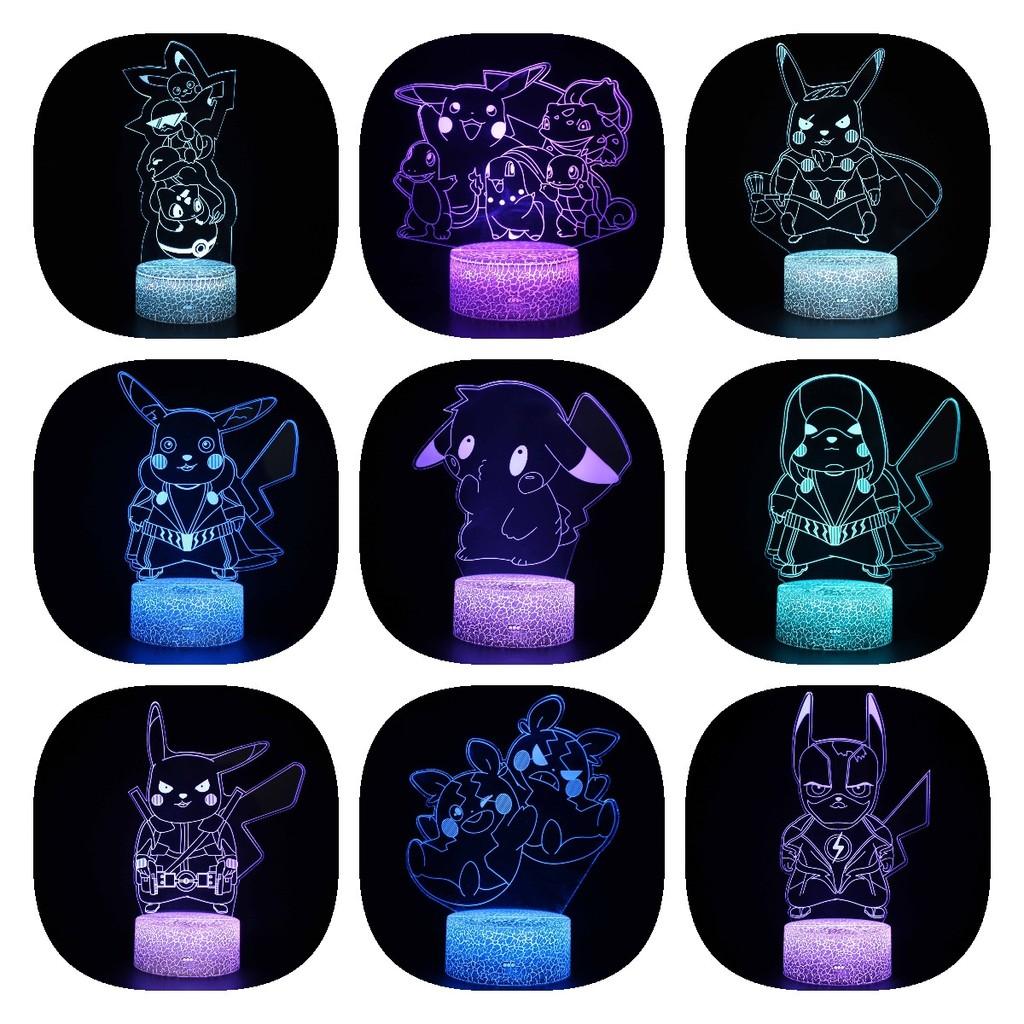 Pikachu Led Night Light 3d Illusion Lamp Bedside Kids Gifts Bedroom