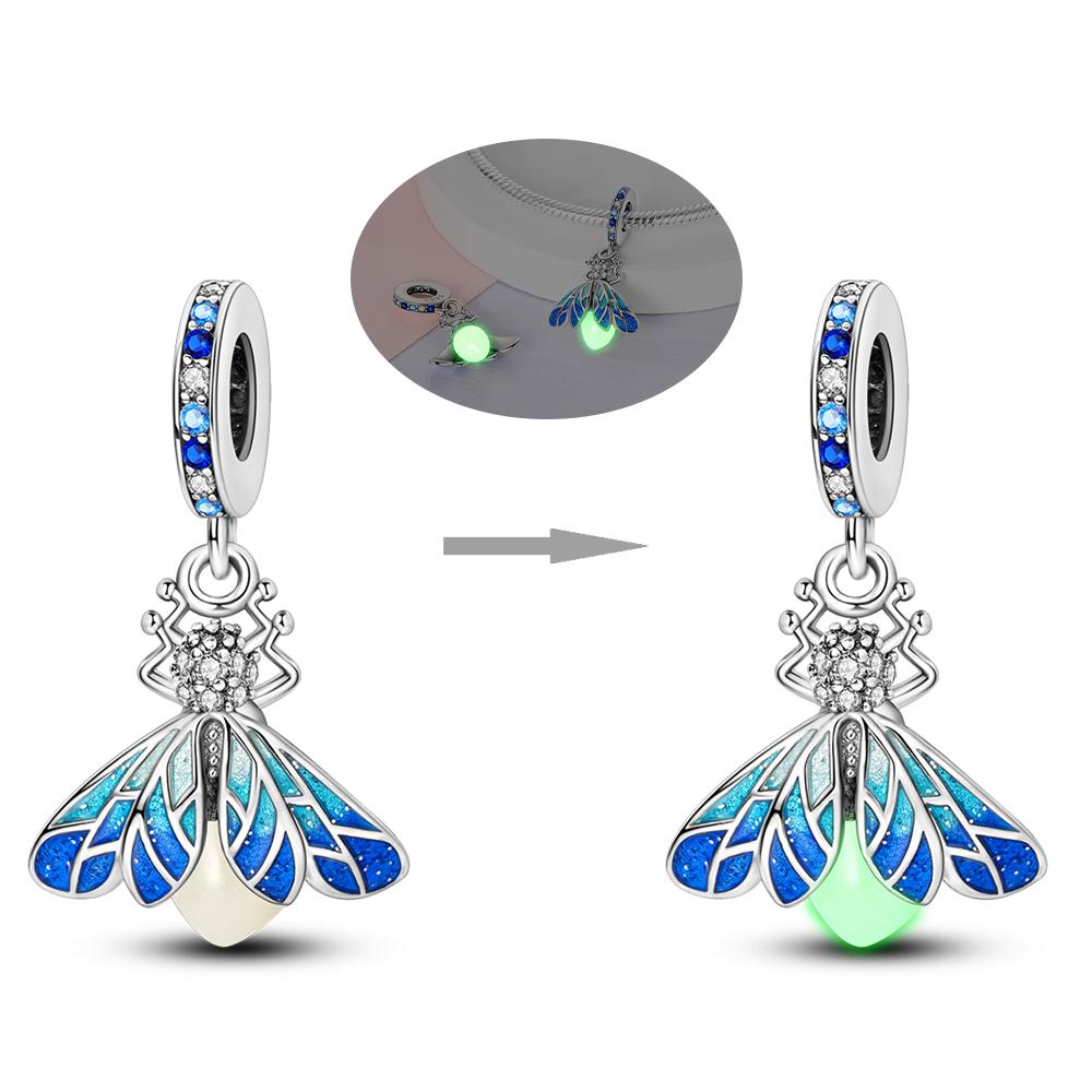 Copper Charm Luminous Firefly Glowworm Bead Fits Genuine Bracelets Pendant DoItYourself Jewellery Gifts Charms For Women