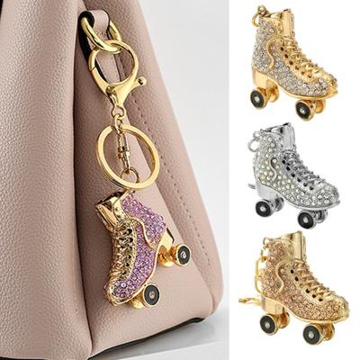 Creative Ice Skates Pendant Keychain Sparkling Rhinestones Inlaid Car Keyring Backpack Bag Charm Keychain
