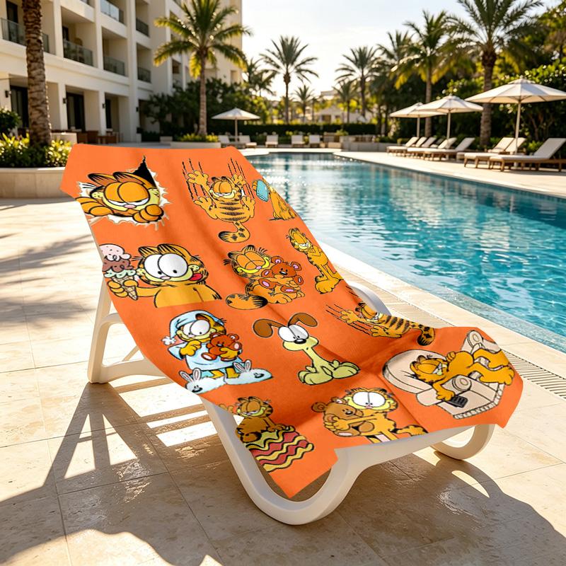 Garfield Print Beach Towel Design, Soft, Lightweight. for Home Bathroom, Spa, Pool, Yoga, Surfing, Camping, Gift for Family, Friend