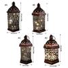 Middle East Arab Metal Vintage Hanging Lamp Hollowed Iron LED Lanterns Battery Operated Home Table Centerpieces Decors