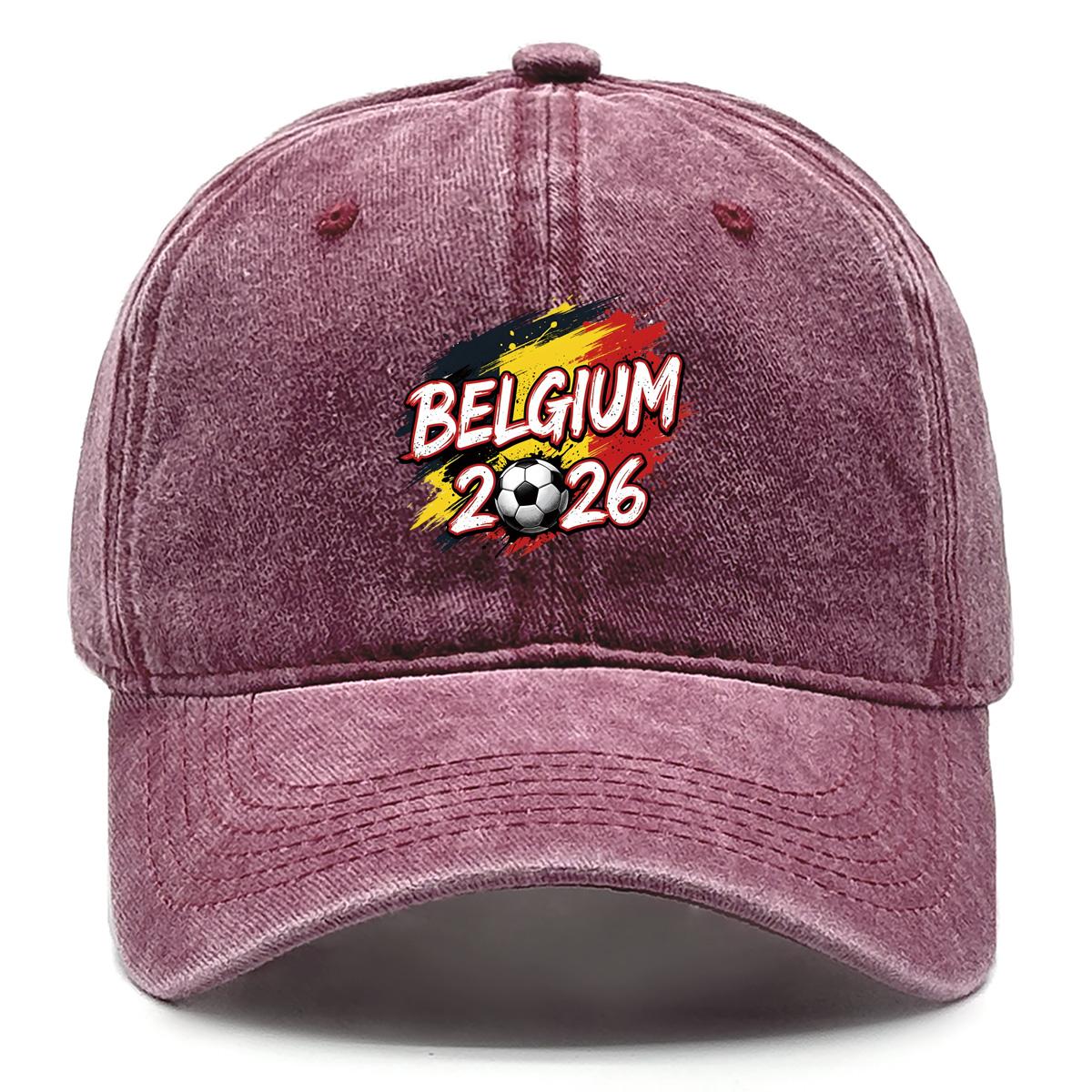 

Sun Hat With 2026 Football Soccer BELGIUM Flag Printed , Adjustable Baseball Cap Curved Brim Cozy Trendy Sweatband Sports Hat as the picture