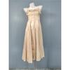 Foreign Trade On Champagne Slimming Lady Sling Bright Silk Frill Elegant Personality All-matching Frill Dress