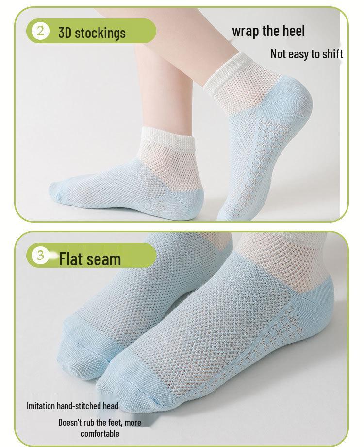 Summer Thin Cotton Mesh Socks for Boys and Girls - Short Baby Socks for Spring and Summer