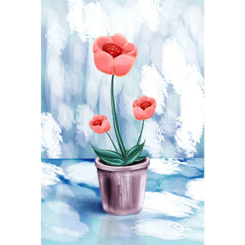 New Nordic Simple Still Life Oil Painting Flower Bonsai Art Canvas Painting Living Room Corridor Office Home Decoration Mural No Frame