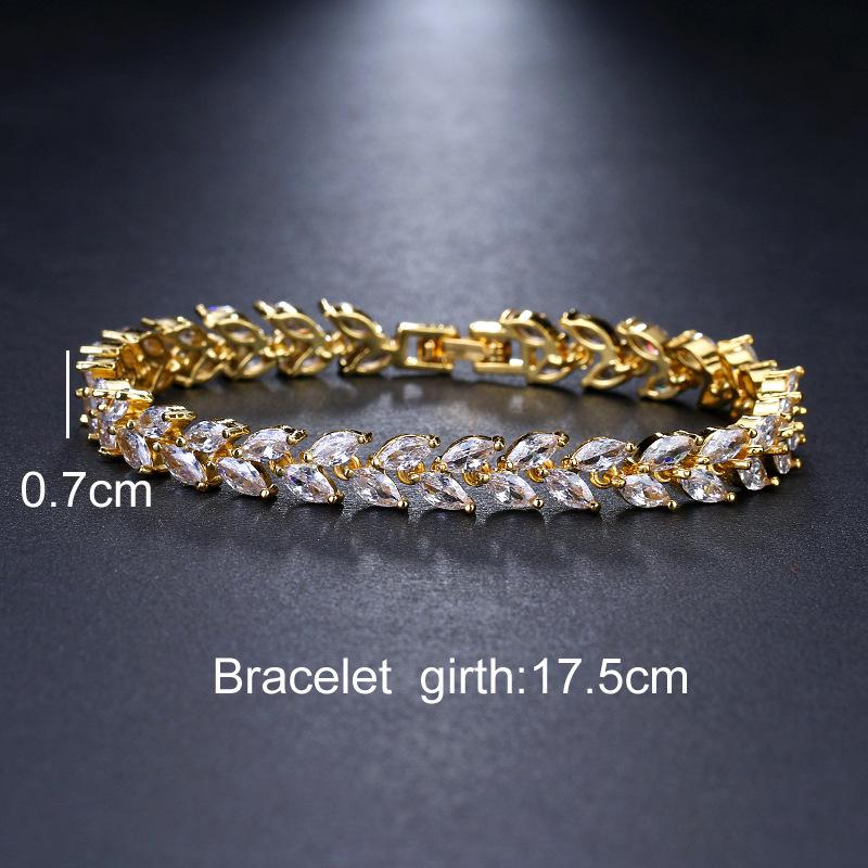 Elegant Leaf Bracelet with Diamond Accents - Zircon Women's Jewelry, European & American Fashion Style