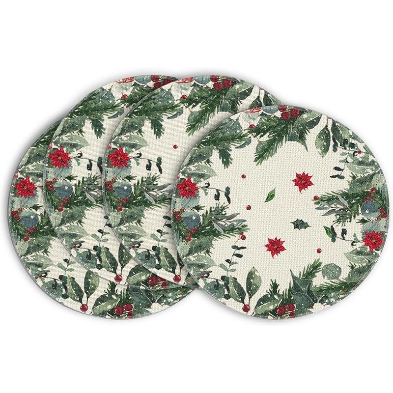 Festive Style Christmas Round Placemats - 4-Piece Set for Holiday Table Decor