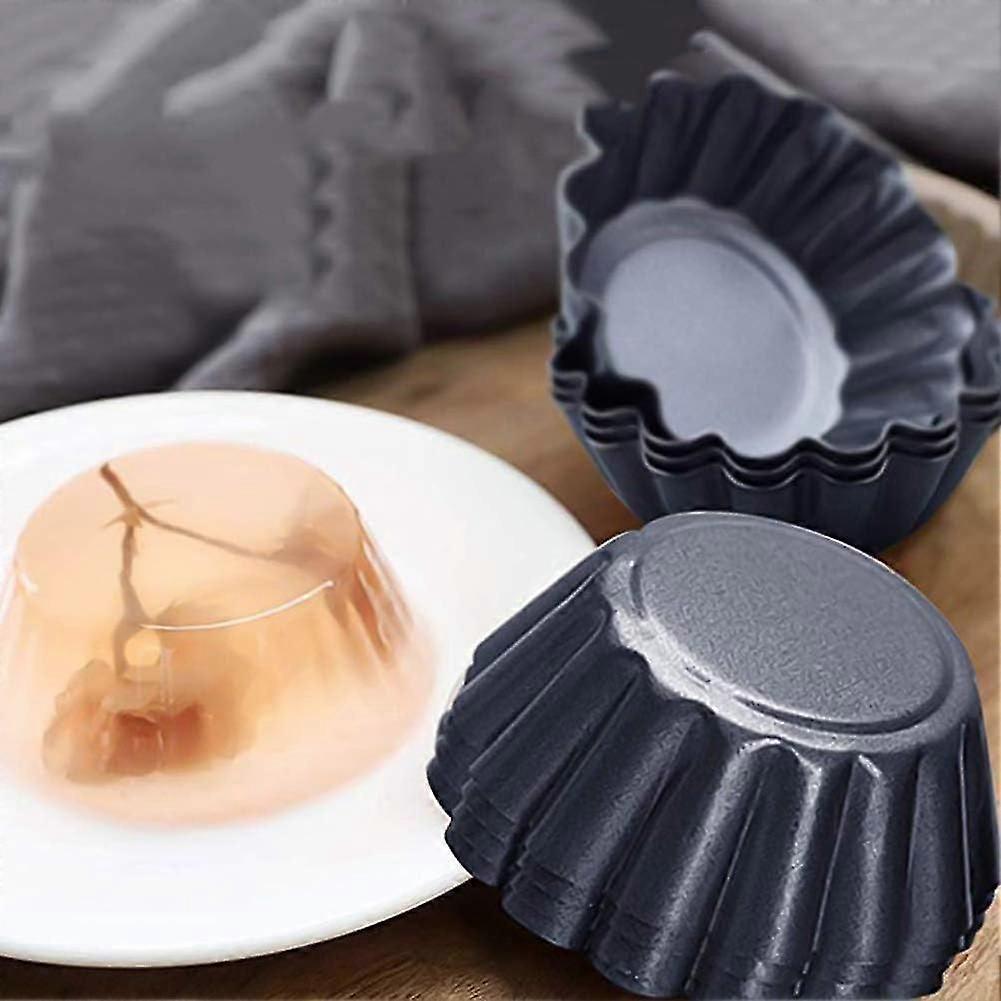 12-piece Egg Tart Mould 7.5cm Mini Cake Pan Carbon Steel Pancake Pan (Black)