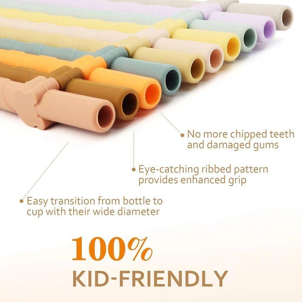 4Pcs Creative Children's Milk Tea Silicone Straws Food Grade Universal Straight Straws Easy-to-Clean Colorful Reusable Straws