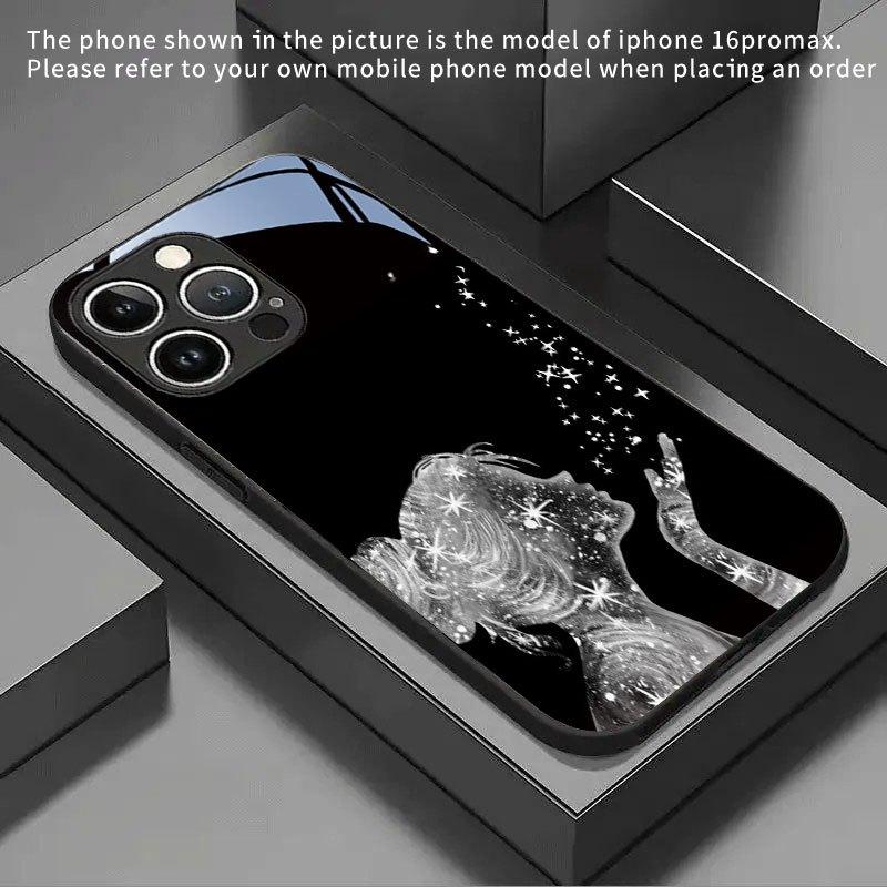 Star Dust Girl Tempered Glass Phone Case Suitable for iPhone17 16 15 14 13 12 11Pro/Max/Plus Anti Drop and Anti Shock Back Cover