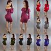 Elegant Women Strapless Bodycon Long Sleeve Evening Party Mini Dress Off Shoulder