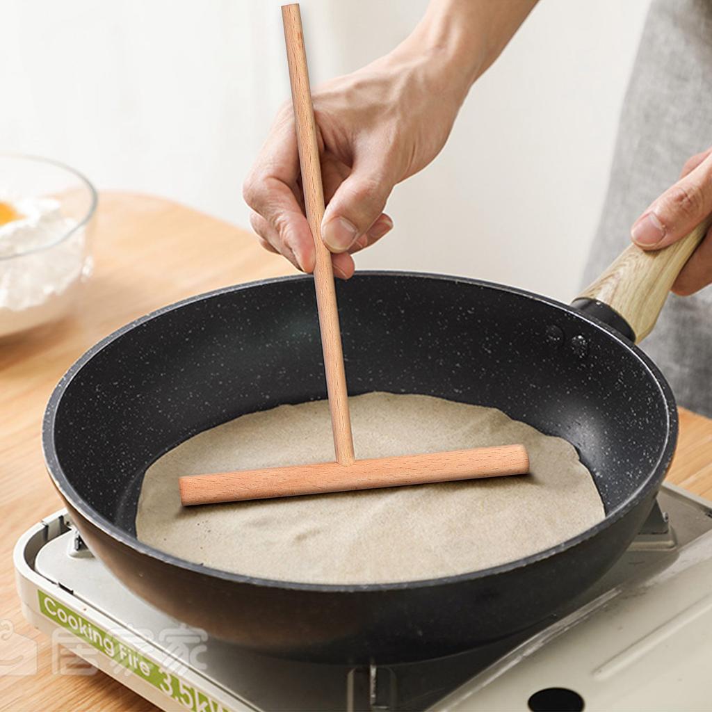 Zestaw 2 przyborów do naleśników ABWR z drewnianymi szpatułkami i łopatkami do smarowania naleśników - narzędzia do smarowania ciasta tortilla rake