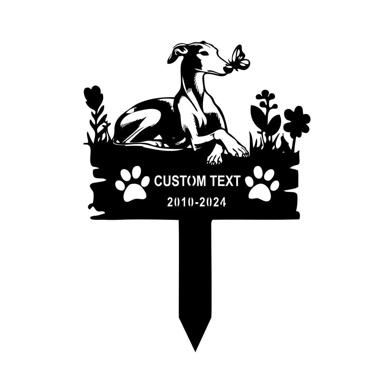 

Greyhound Memorial Metal Sign Personalized Outdoor Dog Pet Name Stake чёрный