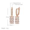 Unique Natural Zircon Long Square Dangle Earrings For Women Luxury  Rose Gold Color Accessories Daily Fine Jewelry