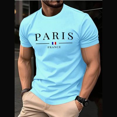 Summer Men's T-Shirt Casual Loose Plus Size Paris French 3D Print Top  Hip Hop Street Men's Clothing Casual Men Short Sleeve Tee