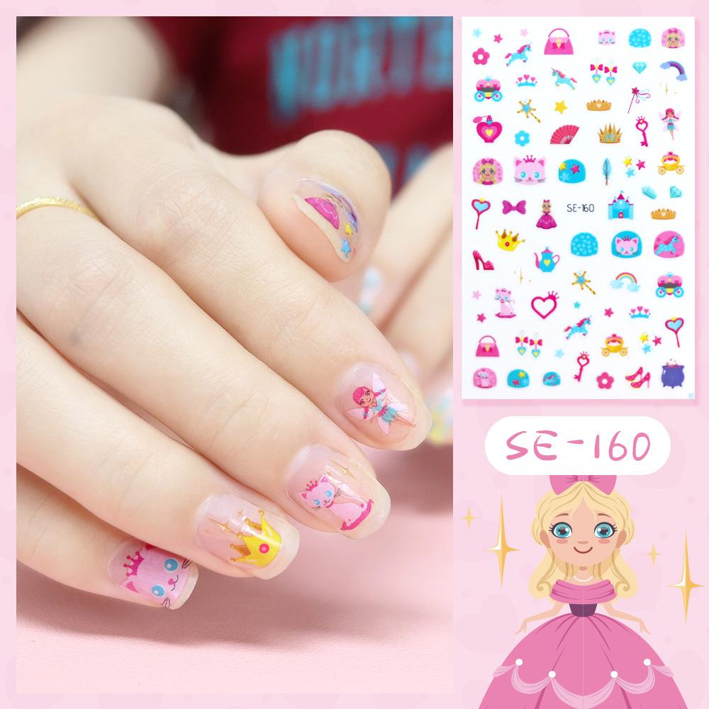 Nová dětská princezna Kreslené samolepky na nehty Flitry Třpytky Barevné květiny DIY obtisk Dětská hračka Kawaii pro děti Dívky Ozdoby